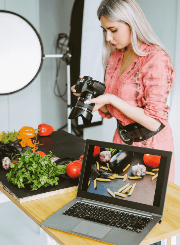 a woman looking at shoots